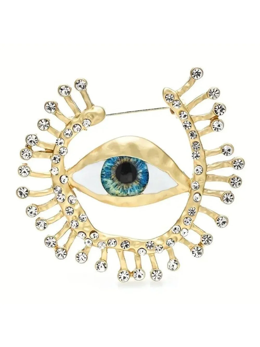 Gold Eye Brooch with Crystals Q674